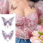 Colorful Butterfly Waterproof Temporary Tattoo Sticker Half Arm Art Hipster Black Flower Beauty Transfer Washable Totem - Image 5