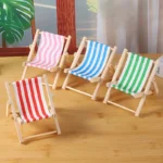 Doll'S Chair Outfit Accessories For Ropa Labubu 10cm cotton doll Summer vacation Wooden beach reclining camping chair ornament - Image 3