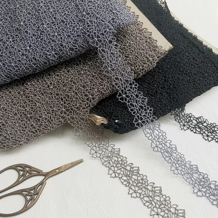 2.5CM Wide Gray Brown Black Hollow-out Embroidery Floral Ribbon Dress Clothing Collar Neckline Trim DIY Sewing Guipure Decor - Image 2