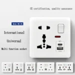 146 Type 2 Gang Multi-Ten-Hole Socket With 2Port USB Type-c 10w Fast Charging Panel British standard double five-hole socket - Image 3