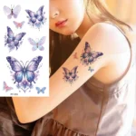 Colorful Butterfly Waterproof Temporary Tattoo Sticker Half Arm Art Hipster Black Flower Beauty Transfer Washable Totem - Image 2