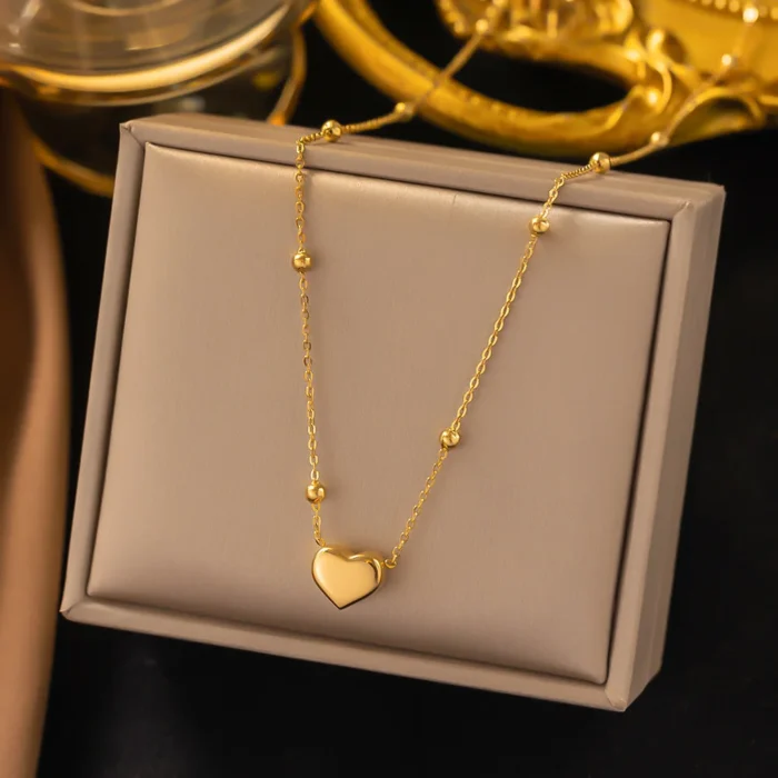 316L Stainless Steel Love Heart Pendant Necklace For Women Fashion Ladies Gold Color Clavicle Chain High Quality Jewelry Gifts - Image 3
