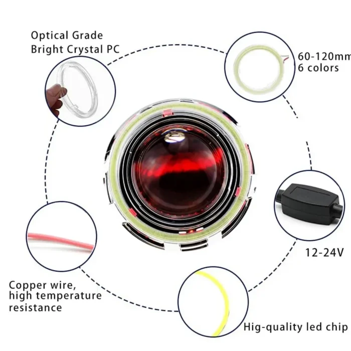 60mm 70mm Car COB LED Headlight Angel Eyes Bulb Halo Ring Lamp DC 12V DRL Fog Daytime Running Light Motorcycle Decorative Lights - Image 2