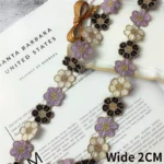 2CM Wide Luxury Polyester Embroidered Colored Flowers Lace Trim Ribbon Dress Collar Headwear Hats Bags Clothing DIY Sewing Decor