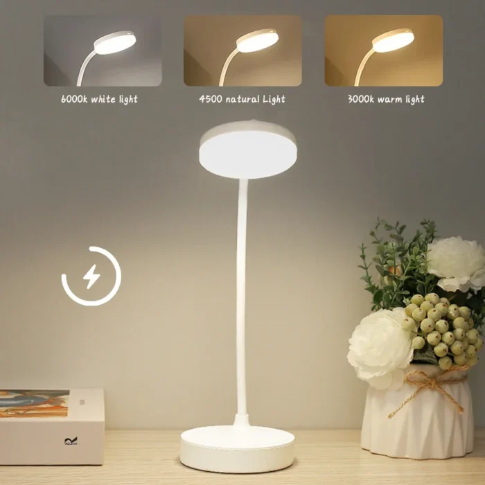 Portable Mini LED Dimmable Desk Lamp USB Plug Battery Powered Bedroom Bedside Lamp Desk Reading Lamp Eye Protection Warm Light - Image 4