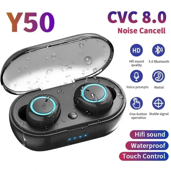 Y50 TWS Fone Bluetooth Earphones Wireless Headphones Touch Control Wireless Bluetooth Headset with Mic Air Bluetooth Earbuds - Image 1