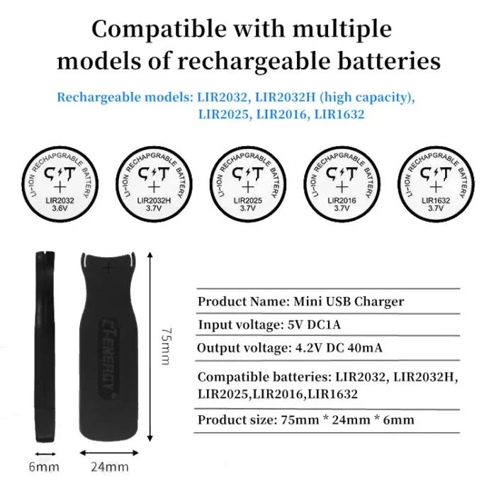 1pc 3.6V Button Battery Charger For Lithium Battery Ml2032 Lir2032 Lir2025 Lir2016 Mini Button Battery Charger - Image 5