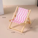 Doll'S Chair Outfit Accessories For Ropa Labubu 10cm cotton doll Summer vacation Wooden beach reclining camping chair ornament - Image 6