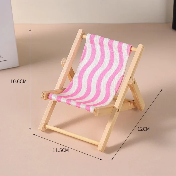 Doll'S Chair Outfit Accessories For Ropa Labubu 10cm cotton doll Summer vacation Wooden beach reclining camping chair ornament - Image 6