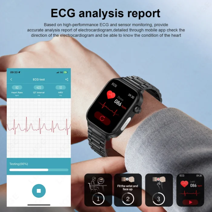 LIGE 2025 New AI Healthy Diagnosis Blood Lipid Uric Acid Blood Pressure Smart Watch Men ECG+PPG Bluetooth Call Health Smartwatch - Image 2