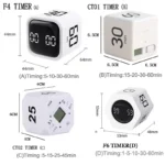 Productivity Cube Timer Gravity Sensor Flipping LED Display 4 Preset Time Dual Modes Countdown Cooking Study Mini Digital Timer - Image 2
