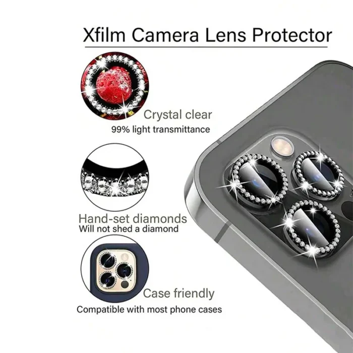 Bling Glitter Diamond Camera Lens Protector Case For iPhone 17 16 15 14 13 12 11 Pro Max Plus Sreen Protectors Film For iPhone17 - Image 5
