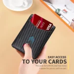 Men's Wallet Ultra Thin Rfid Leather with ID Window Multi Card Carbon Fiber Wallet - Image 5