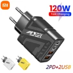 Xiaomi 120W Fast Charger USB3.0 Ultra Quick Charging 4 Ports PD Charger Adapter For iPhone Huawei EU/US Plug Wall Adapter