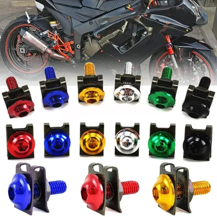 10Pcs Motorcycle Fairing Bolts M5 Screws and Nuts Fastener Clips Multi-Color Aluminium Fastening Kit Modification Accessories - Image 1