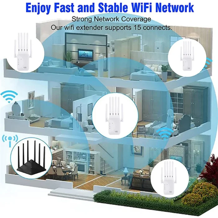 1200Mbps WiFi Repeater Dual band 2.4G 5Gr Amplifier Home Office Network Range Extender WiFi Signal Booster Wireless Wi-Fi Router - Image 4