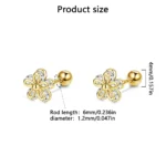 1 pair of everyday everything sweet earrings, double shiny zircon flower earrings for women and girls - Image 3