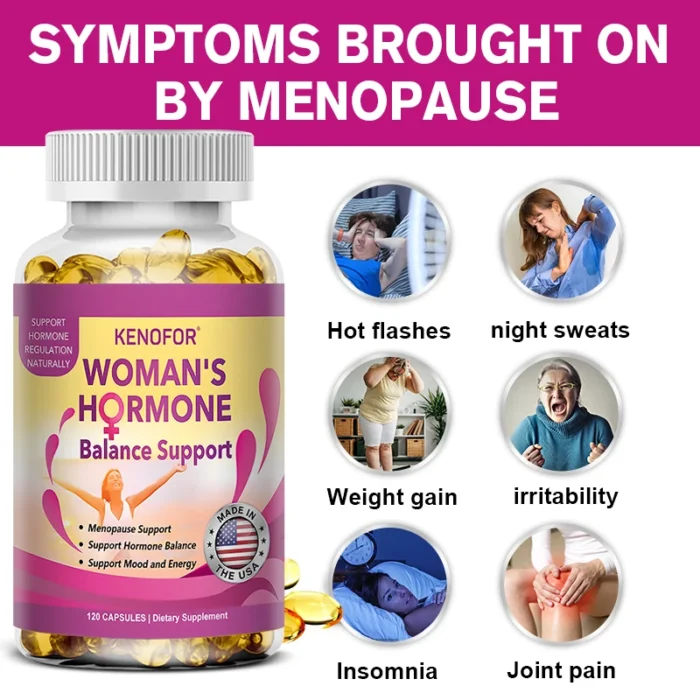 Kenofor Women's Menopause Supplement - For Night Sweats, Hot Flashes, and Mood Support - 120 Capsules, Non-GMO - Image 2