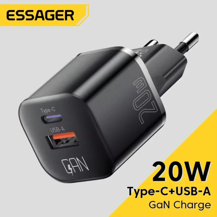 Essager 20W GaN USB Type C Charger PD Fast Charge Phone QC 3.0 Quick Chargers For iPhone 14 13 12 11 Pro Max Mini iPad Charging - Image 1