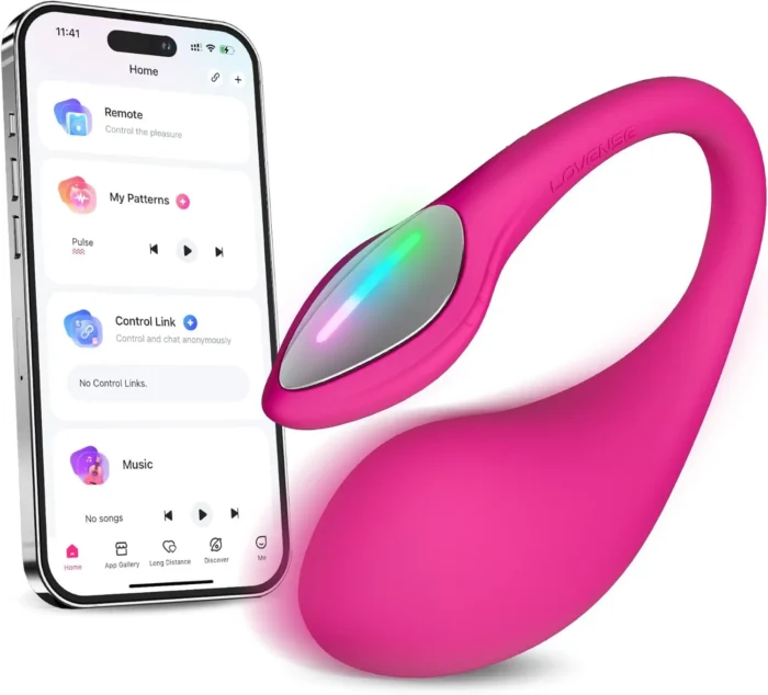 Lush 4 Remote Control G-spot Vibrator, Wearable Long Distance Adult Sex Toys & Games with LED Light, App Controlled Egg Vib - Image 1