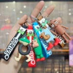 Italian Brainrot Animal Keychain Tung TungTung Sahur Tralalelo Shark Key Ring Anime Keychain Kids Keyring Funny Bag Pendant Gift - Image 2