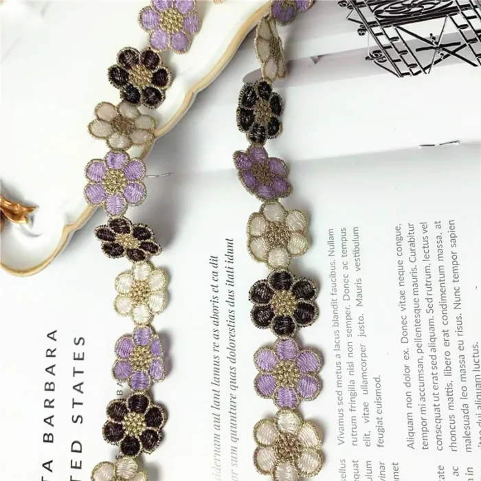 2CM Wide Luxury Polyester Embroidered Colored Flowers Lace Trim Ribbon Dress Collar Headwear Hats Bags Clothing DIY Sewing Decor - Image 6