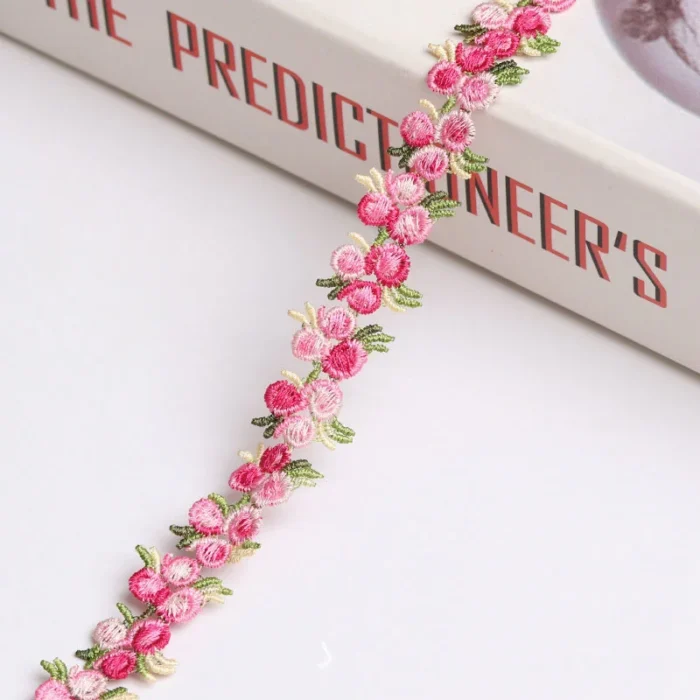1.8CM Wide Colorful Cotton Embroidered 3d Flowers Wedding Lace Fabric Ribbon Dress Collar Neckline Headwear Sewing DIY Crafts - Image 3