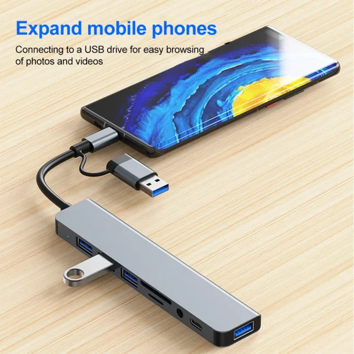 5Gbps USB 3.0 HUB USB C HUB USB C Docking Station High Speed Splitter Multiport OTG Adapter Card Reader for PC/Laptops/MacBook - Image 2