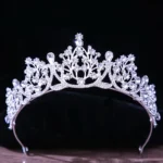 DIEZI Korean Luxury White Crystal Crown Hair Accessories Tiara Women Wedding Rhinestone Bridal Silver Color Crown Hair Jewelry - Image 2