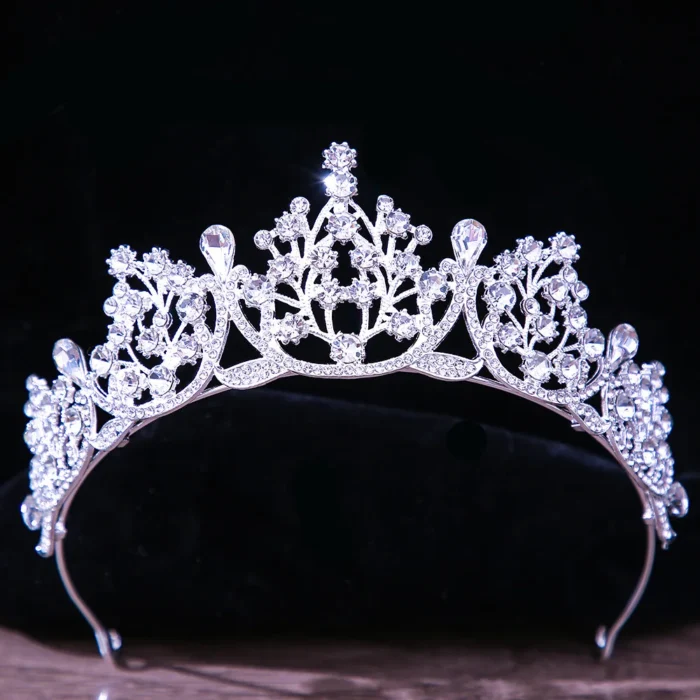 DIEZI Korean Luxury White Crystal Crown Hair Accessories Tiara Women Wedding Rhinestone Bridal Silver Color Crown Hair Jewelry - Image 2