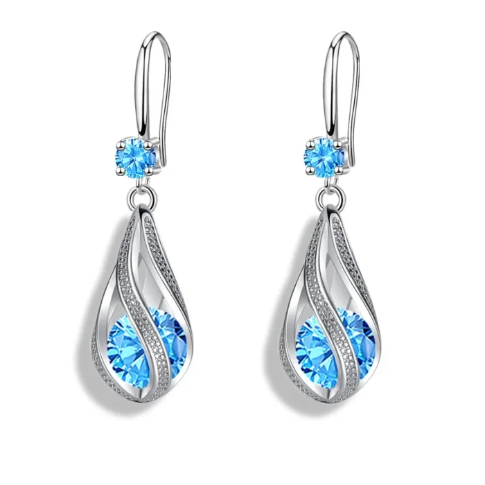 Fine New 925 Sterling Silver Luxury Crystal Zircon Earrings Charms for Woman cute Engagement Wedding Jewelry drop gift - Image 1