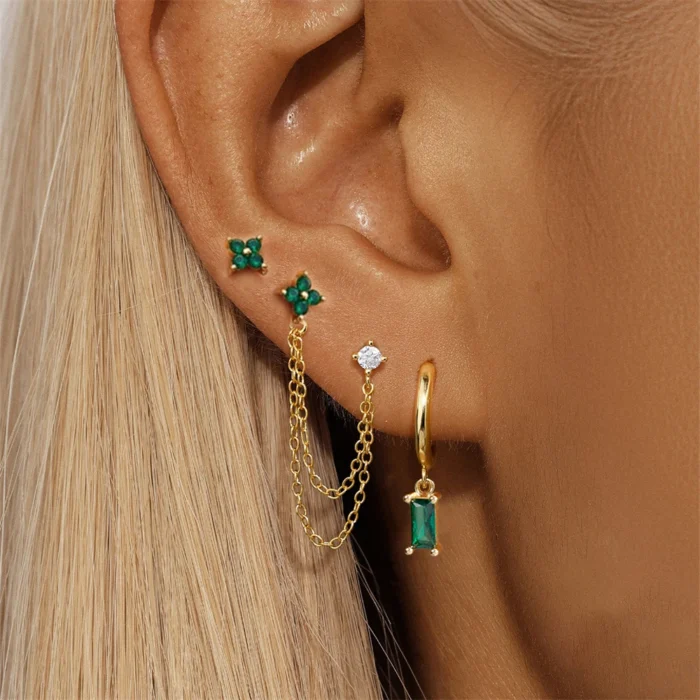 3PCS Exquisite Stainless Steel 12 Constellation Birthstone Earrings Set for Woman Cartilage Piercing Earrings Fashion Jewelry - Image 4