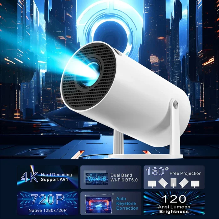 NEW Projector Android 11 HD 4K 3D 1280*720P HY300 PRo MAX Dual Wifi 160ANSI 180°flexible BT5.0 Cinema Outdoor Portable Projector - Image 5
