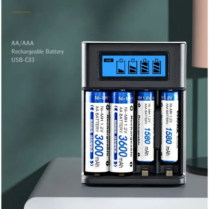 LCD Display AA / AAA Battery USB Charger 4 Slots For NI-MH /NI-CD AA AAA 1.2V Rechargeable Battery Indicator Battery Charger - Image 2
