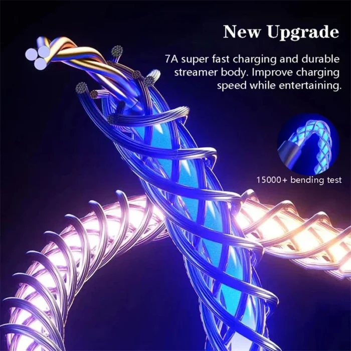 120W 7A Fast Charging Data Cable RGB Light Cable USB Type C For Iphone14 15 Xiaomi K50 Samsung Huawei P50 Phone USB Charge Cord - Image 6