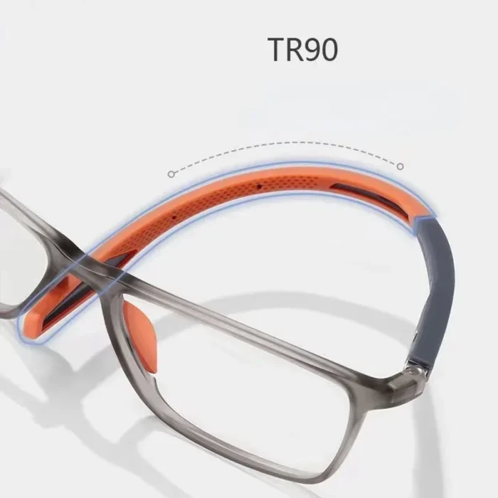 Unisex Ultralight Silicone TR90 Sports Blue Light Blocking High Definition Square Reading glasses Prescription Eyeglasses - Image 2