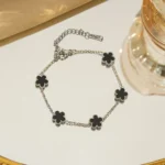 Silver Gold Color New Design Plant Five Leaf Flower Bracelet Single sided Plum Blossom Stainless Steel Jewelry Women's Pentalobe - Image 5