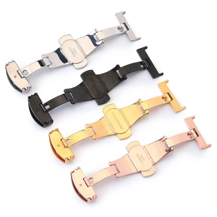10/12/14/16/18/20/22mm Stainless Steel Strap Buckles Butterfly Buckle Polished Button Watchbands Clasp Watch Accessories - Image 4