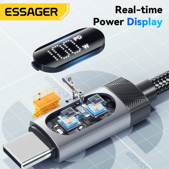 Essager 100W Type C To Type C Cable For iPhone 16 15 Samsung Huawei 5A PD Fast Charging For Macbook iPad Digital Dispaly Cable - Image 4