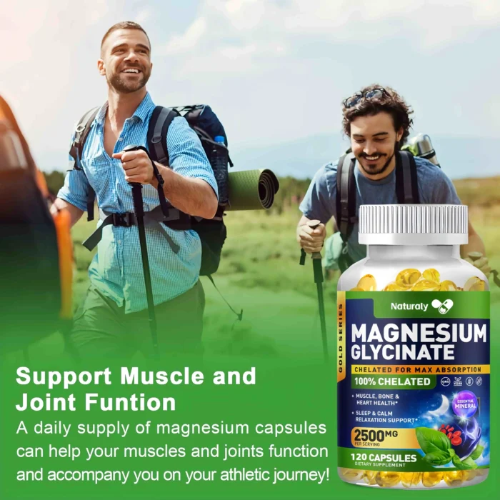 Magnesium Glycinate Capsules Dietary Supplement Support Bone Immune System,Heart Health Mineral Supplement Help Natural Sleep - Image 2