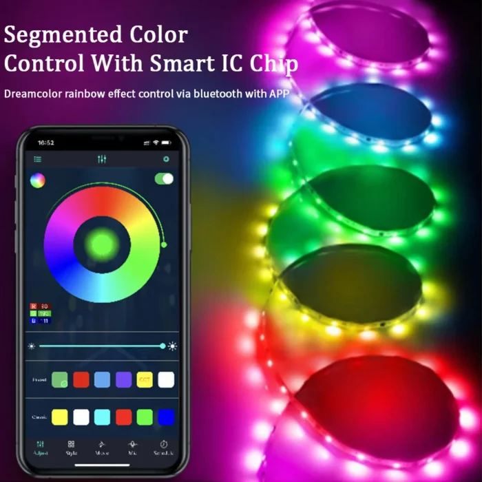 WS2812 Dream LED Strip Lights APP Control Tape Full Set With Power Supply+remote RGB Smart Led Light Bedroom Decoration - Image 3