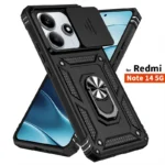 Capa For Xiaomi Redmi Note 14 5G Case Armor Slide Camera Lens Protector Back Cover for Redmy Note14 Shockproof Ring Stand Funda