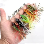 14.5cm/10.5g Fishing Jump Frog Lure Hard Bait Lure with Double Sharp Hooks Baits Simulation Frog Lures Fishing Accessory