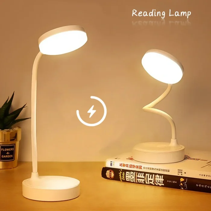 Portable Mini LED Dimmable Desk Lamp USB Plug Battery Powered Bedroom Bedside Lamp Desk Reading Lamp Eye Protection Warm Light - Image 2