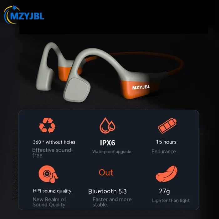 MZYJBL Bone Conduction Headphones TWS Wireless Headphone Bluetooth5.3 Neckband I18PRO HiFi Sound Earbuds Sport Headset Earphones - Image 4