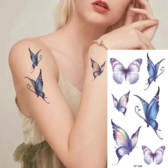 Colorful Butterfly Waterproof Temporary Tattoo Sticker Half Arm Art Hipster Black Flower Beauty Transfer Washable Totem - Image 3