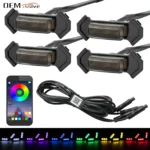 4pcs 12V RGB Colorful Front Grille LED Light Wiring Harness Kit For Toyota Tacoma 2016 2017 2018 2019 2020 w/TRD Pro APP Control