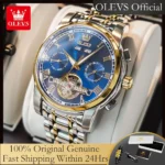 OLEVS 6607 Luxury Automatic Watch for Men Hollow Out Skeleton Men's Wristwatch Waterproof Watches Original Mechanical Hand Clock