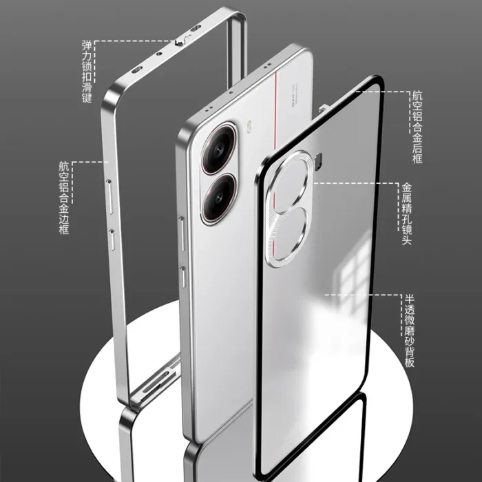 For Redmi Turbo 4 Pro Aluminium Alloy Metal Frame Bumper+Tempered Glass Phone Back Case Cover for POCO F7 Shockproof Shell - Image 1
