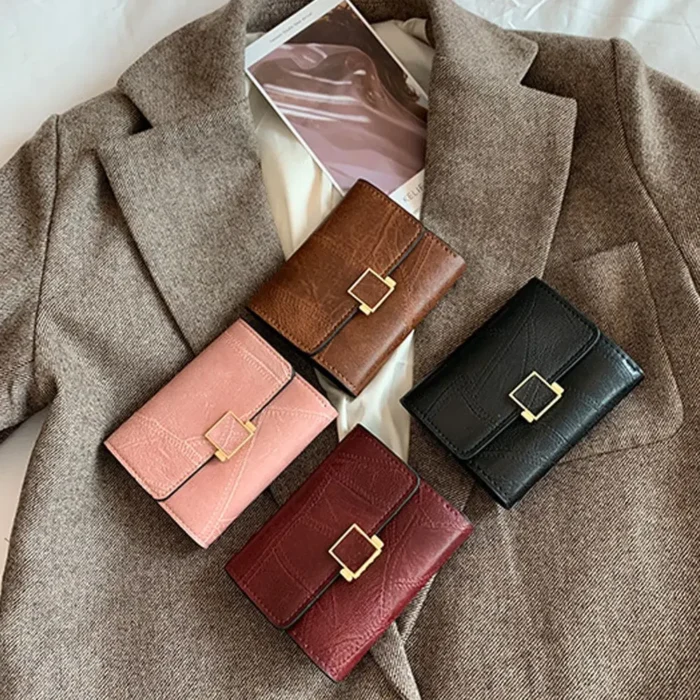 Women Wallet Vintage Short Leather Small Purse Mini Female Fashion Multi-Card Card Holder Coin Purse Multi-functional Clutch Bag - Image 2